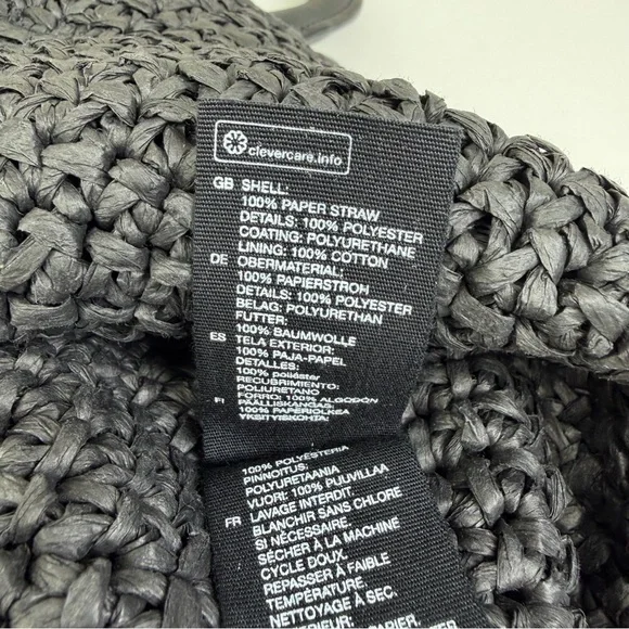 & Other Stories Black Woven Paper Straw Circle Ring Tote Boho Handbag - Picture 8 of 9